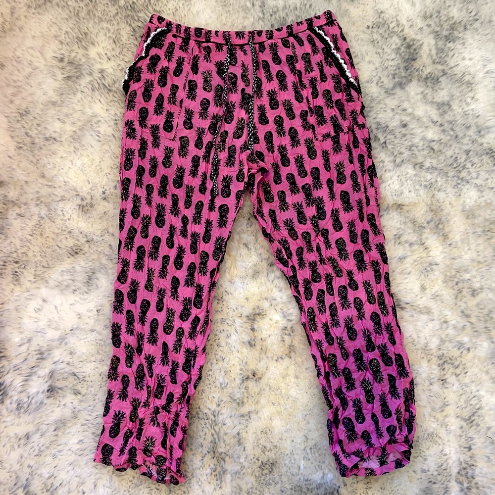Breathable Pink Pajama Bottoms with Pineapples